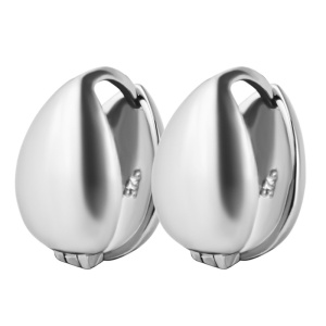 Cercei Ovali din Argint 925 Placat cu Rodiu - Design Minimalist - Img 3