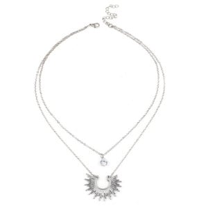 Colier Damă din Inox chirurgical 316L — Argintiu cu cristal