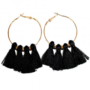 Creole Earrings with Black Studs CC206 - Img 1