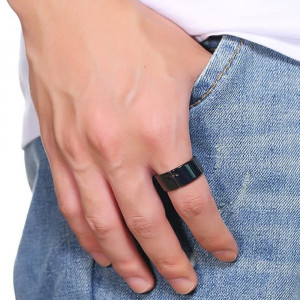 Inel Bărbătesc din Inox chirurgical 316L — Negru - Img 2