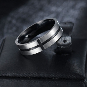 Inel Bărbătesc din Inox chirurgical 316L — Negru - Img 2