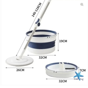 Mop rotativ cu găleată pliabilă, mâner telescopic 118-140 cm - Img 3