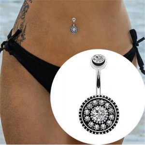 Piercing Damă din Inox chirurgical 316L — Argintiu cu cristal - Img 2