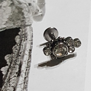Piercing Damă din Inox chirurgical 316L — Argintiu cu cristal - Img 6