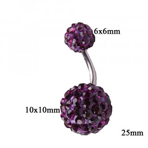 Piercing Damă din Inox chirurgical 316L — Violet cu stras - Img 2