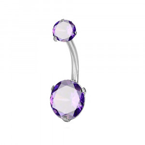 Piercing Damă din Inox chirurgical 316L — Violet cu stras - Img 2
