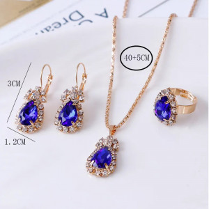 SIC MODA 5124D Blue Crystal Necklace, Earrings and Ring Set SIC MODA 5124D - Img 2