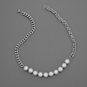 Titanium necklace with Sic Moda pearls 5367 - Img 3