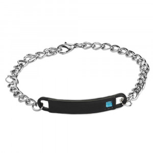 Brățară Bărbătesc din Inox chirurgical 316L — Argintiu cu zirconiu