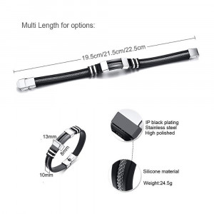 Brățară Bărbătesc din Inox chirurgical 316L — Negru - Img 2
