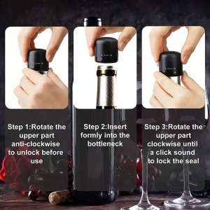 Capac de etanșare pentru sticla de vin, rotativ, din silicon - Img 3