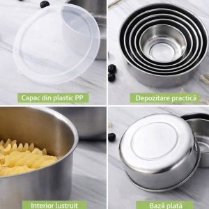 Caserole din inox cu capac ermetic, set 5 bucăți - Img 3