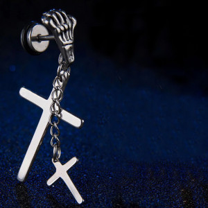Cercei Bărbătesc din Inox chirurgical 316L — Argintiu - Img 3