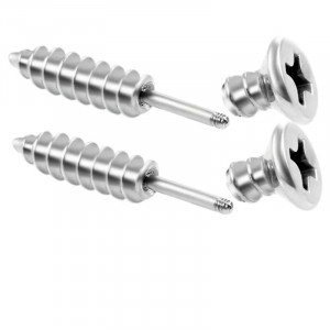 Cercei Bărbătesc din Inox chirurgical 316L — Argintiu - Img 4