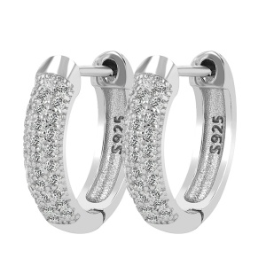 Cercei Creole cu Zirconiu din Argint 925 Placat cu Rodiu - Diametru 50mm