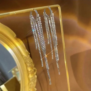 Cercei Damă din Aliaj metalic — Argintiu cu cristal - Img 7