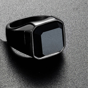Inel Bărbătesc din Inox chirurgical 316L — Negru - Img 3