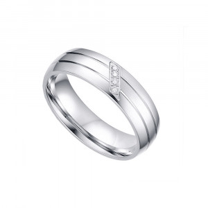 Inel Damă din Inox chirurgical 316L — Argintiu cu cristal