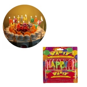 Lumânări pentru tort 3 cm, model HAPPY BIRTHDAY, colorate - Img 2