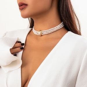 Necklace 3 rows SIC MODA Pearls 5918 - Img 3
