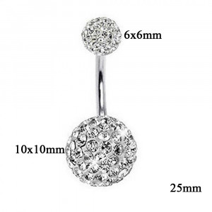 Piercing Damă din Inox chirurgical 316L — Argintiu cu stras - Img 3