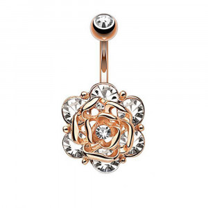 Piercing Damă din Inox chirurgical 316L — Rose cu cristal