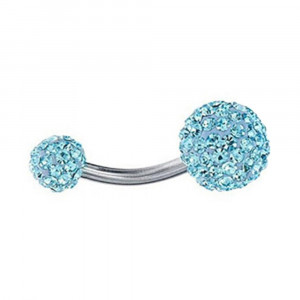 Piercing Damă din Inox chirurgical 316L — Turcoaz cu stras - Img 2
