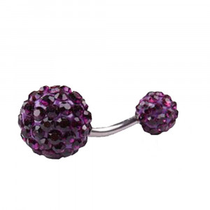 Piercing Damă din Inox chirurgical 316L — Violet cu stras - Img 3