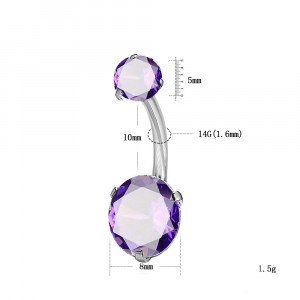 Piercing Damă din Inox chirurgical 316L — Violet cu stras - Img 3