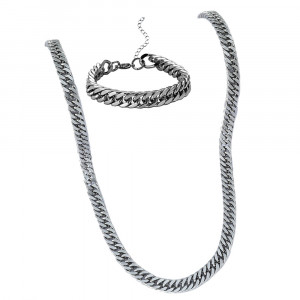 Set bijuterii Bărbătesc din Inox chirurgical 316L — Argintiu