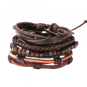 Set of 4 natural leather bracelets SIC MODA 4349