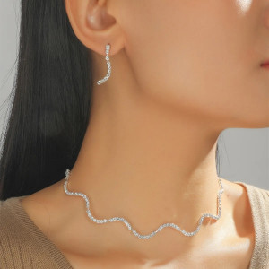 SIC MODA 5129 Necklace Set with Crystal Earrings - Img 1