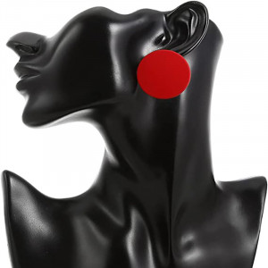 Sic Moda Red Round Earrings 4387Z - Img 1
