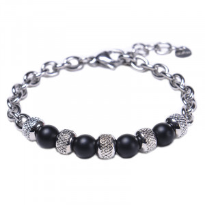 Stainless steel and lava bracelet Sic Moda 5425A