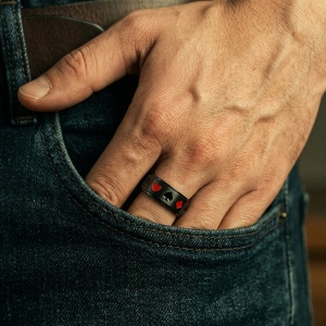 Titanium Antistress Ring Black Card Symbol SIC MODA 5093 - Img 2