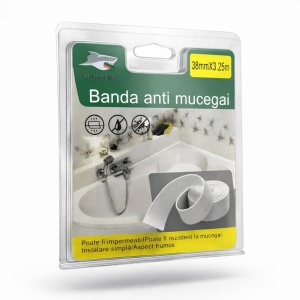 Bandă de etanșare autoadezivă anti-mucegai 38 mm x 3.25 m, PVC alb