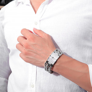 Brățară Bărbătesc din Inox chirurgical 316L — Argintiu - Img 3