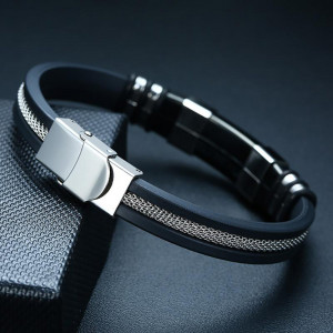 Brățară Bărbătesc din Inox chirurgical 316L — Negru - Img 3