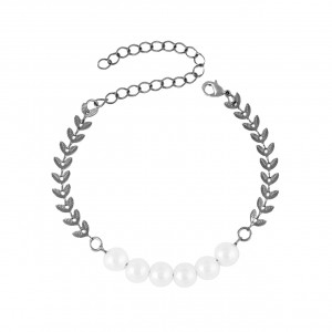 Brățară Damă din Inox chirurgical 316L — Argintiu cu perla