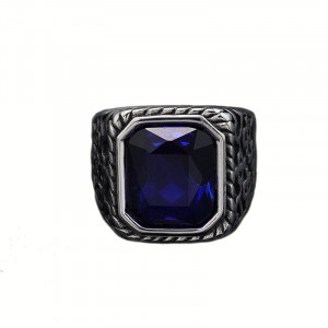 Inel Bărbătesc din Inox chirurgical 316L — Argintiu cu cristal
