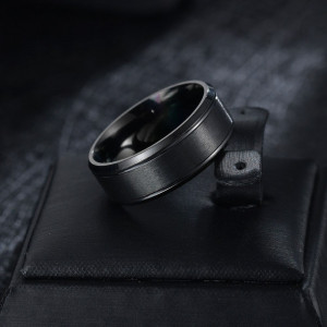 Inel Bărbătesc din Inox chirurgical 316L — Negru - Img 3