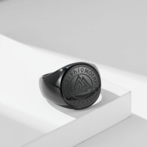 Inel Bărbătesc din Inox chirurgical 316L — Negru - Img 4