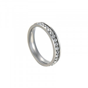 Inel Damă din Inox chirurgical 316L — Argintiu cu cristal