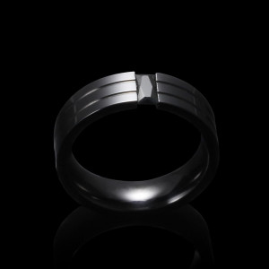 Inel Masculin din Inox chirurgical 316L — Negru cu cristal - Img 4