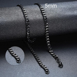 Lanț Bărbătesc din Inox chirurgical 316L — Negru - Img 3