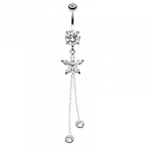 Piercing Damă din Inox chirurgical 316L — Argintiu cu cristal - Img 2