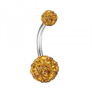 Piercing Damă din Inox chirurgical 316L — Galben cu stras