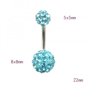 Piercing Damă din Inox chirurgical 316L — Turcoaz cu stras - Img 3
