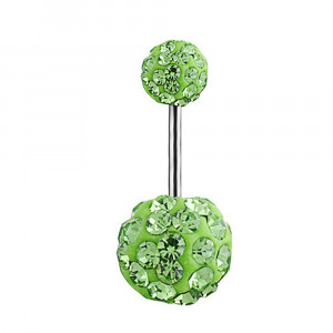 Piercing Damă din Inox chirurgical 316L — Verde cu stras