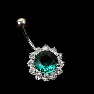 Piercing Damă din Inox chirurgical 316L — Verde - Img 3